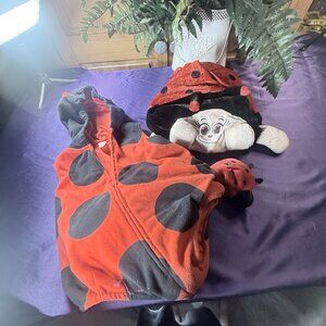 📌Carter's Red Black Ladybug Infant 18 M Hooded Halloween Costume 2 Toy Ladybugs